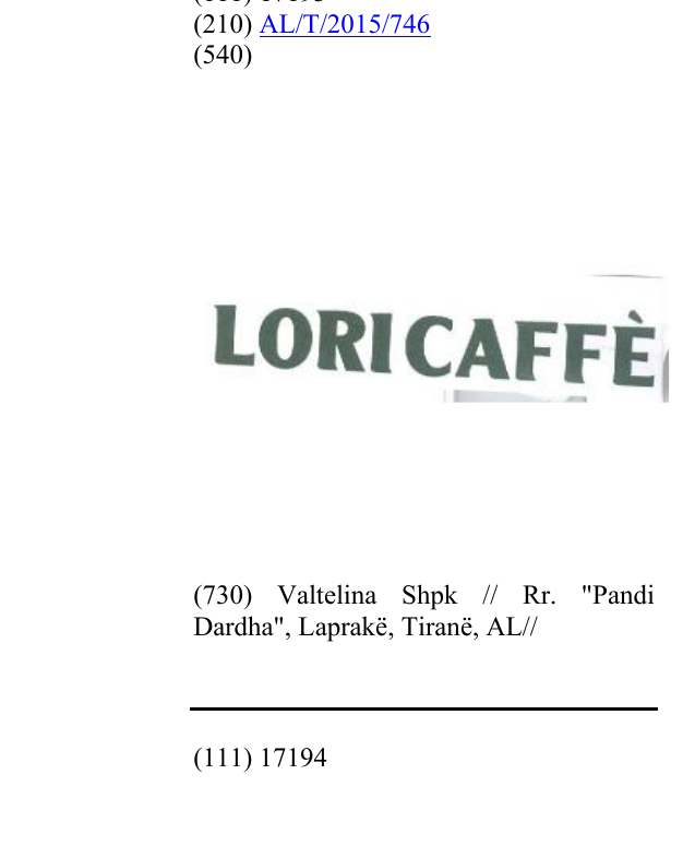 Zëri i markës LoriCaffè në buletin
