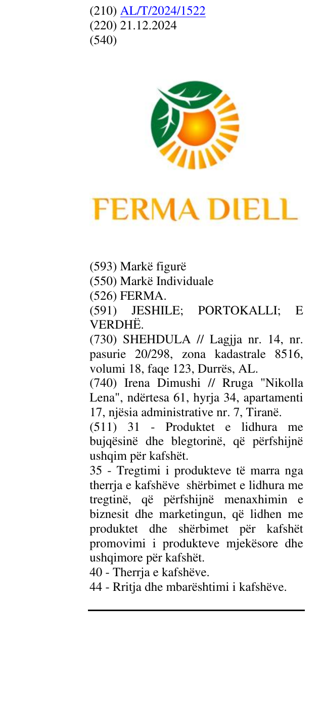 Zëri i markës FERMA. në buletin
