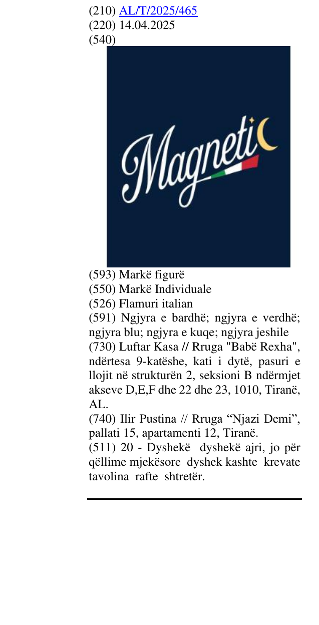 Zëri i markës Flamuri italian në buletin