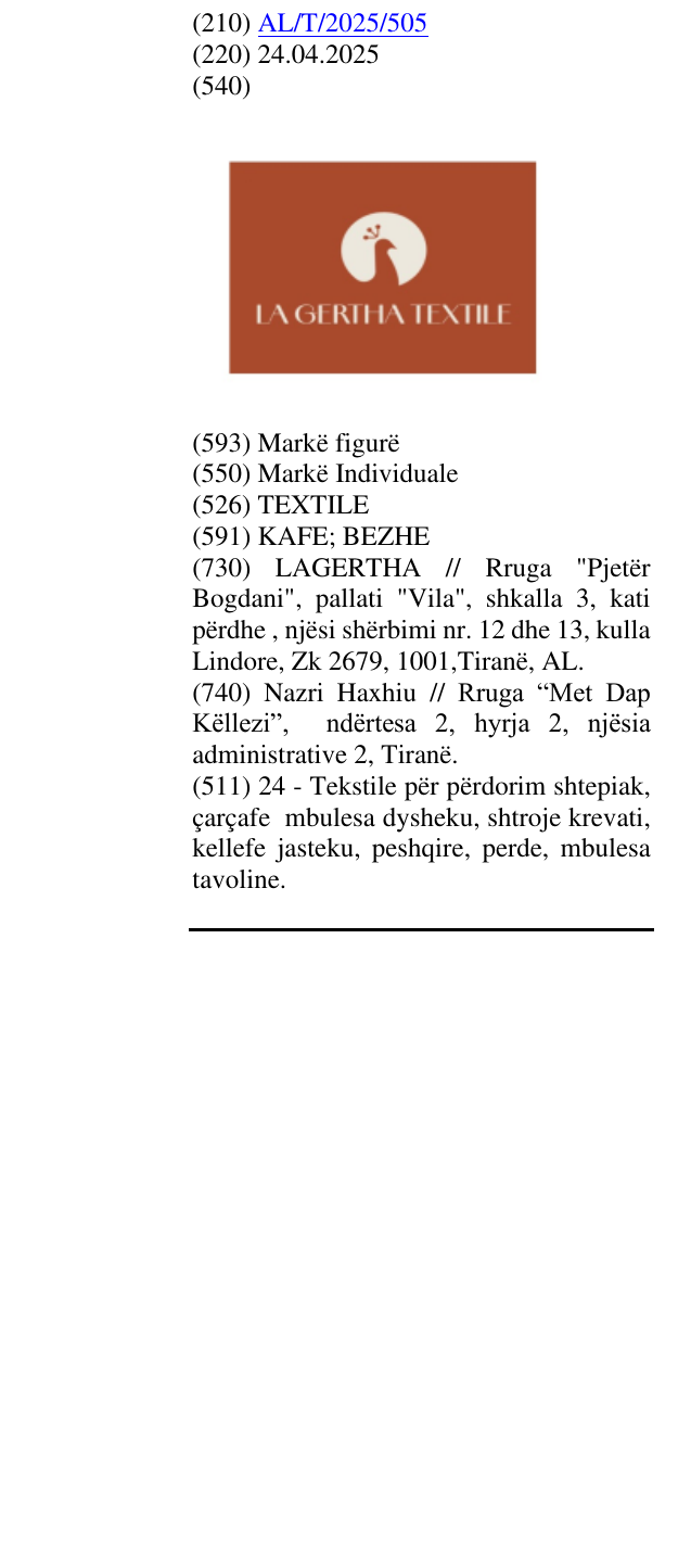 Zëri i markës TEXTILE në buletin