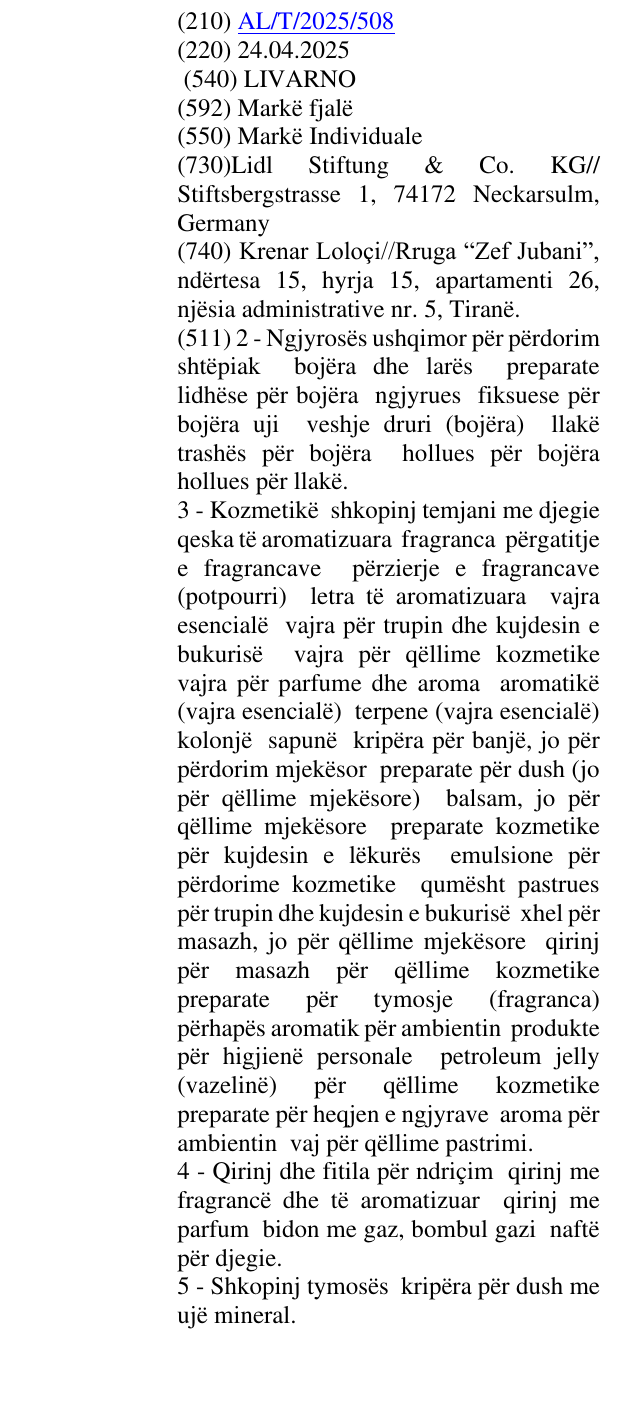 Zëri i markës LIVARNO në buletin