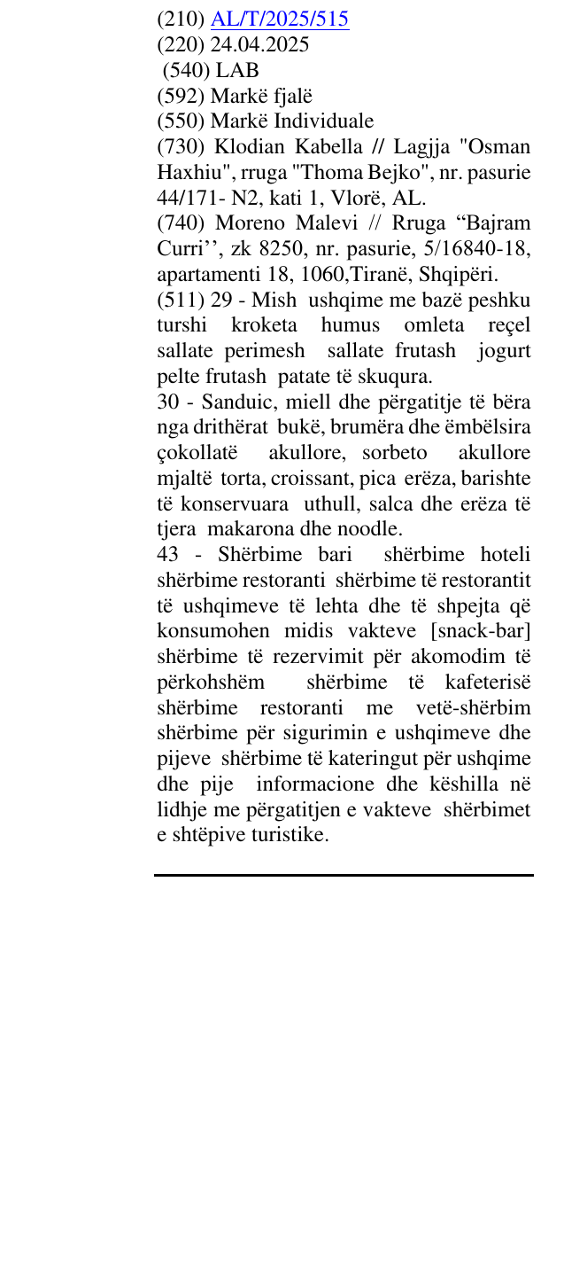 Zëri i markës LAB në buletin