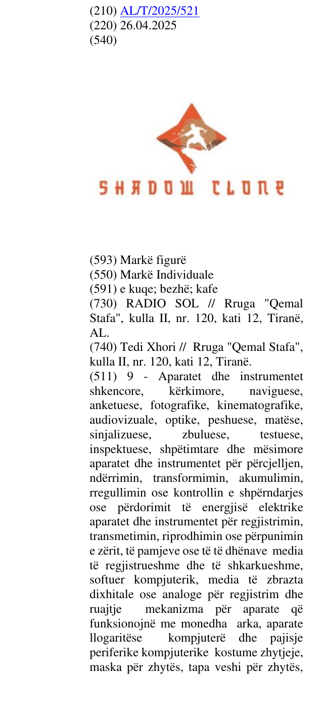 Zëri i markës SHADOW CLONE në buletin
