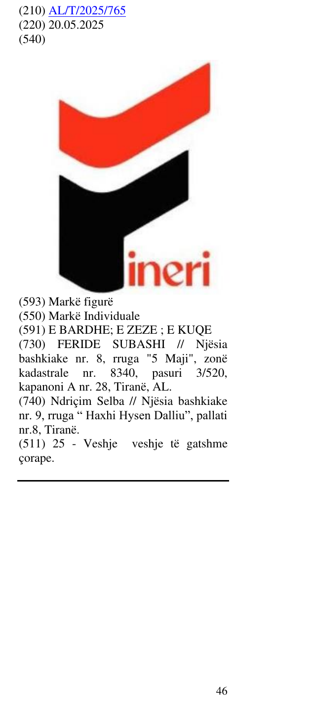 Zëri i markës Fineri në buletin