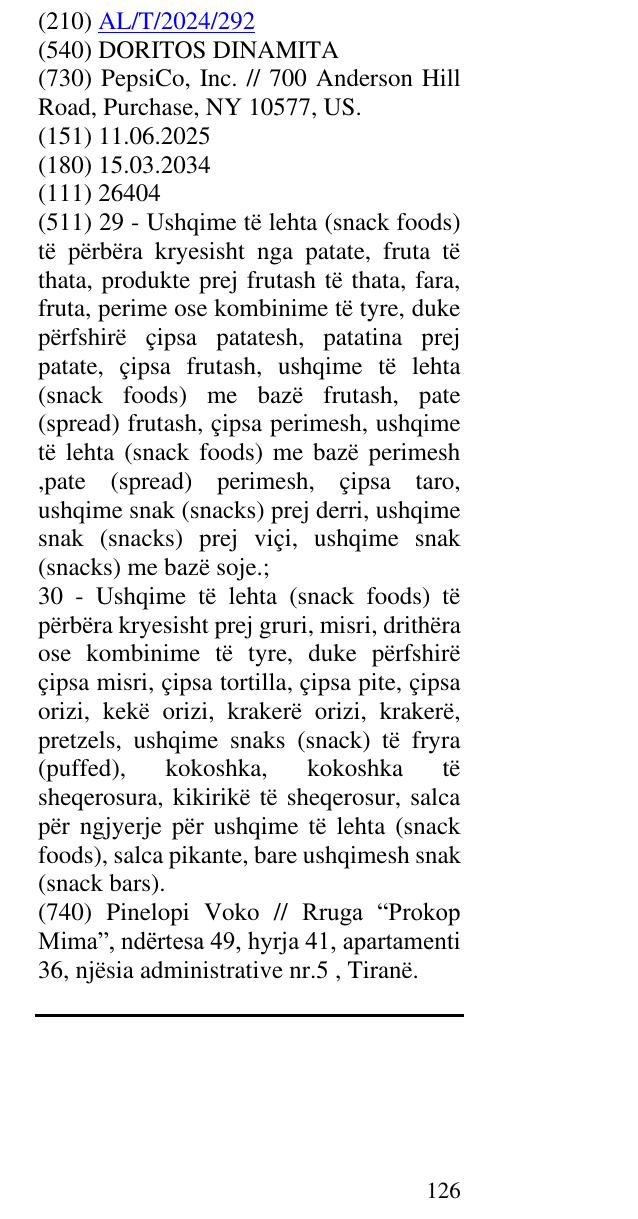 Zëri i markës DORITOS DINAMITA në buletin
