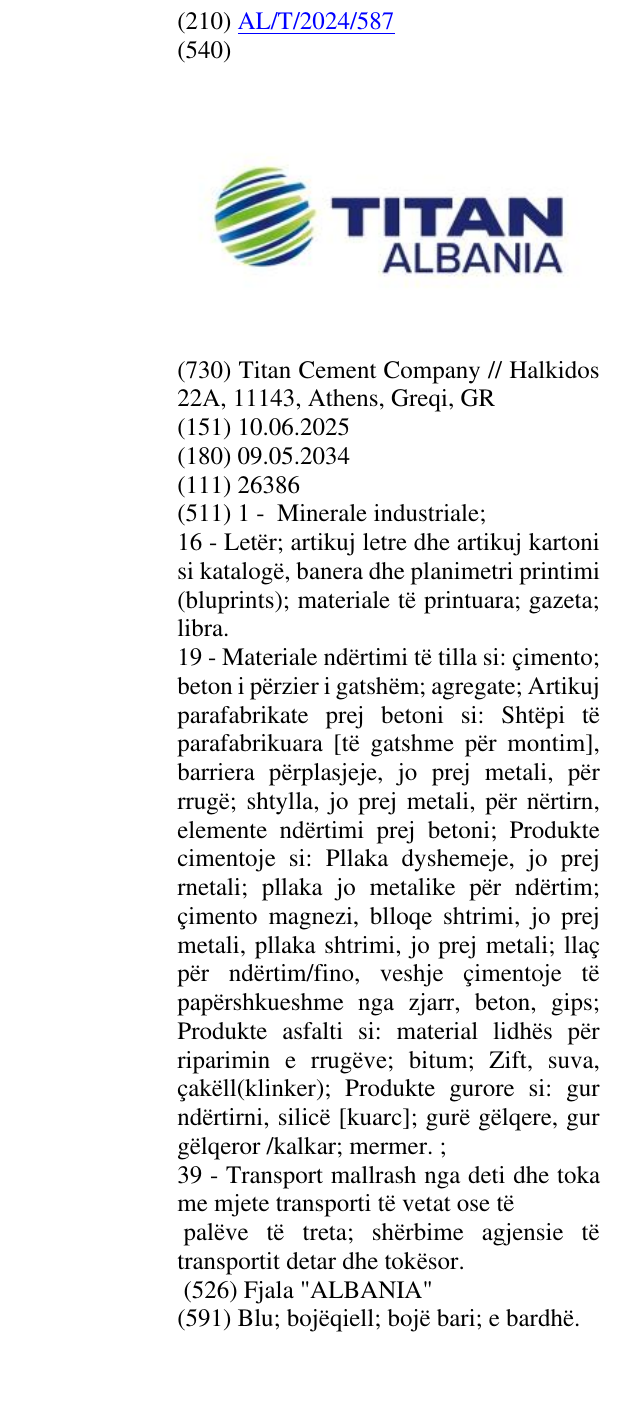 Zëri i markës Fjala "ALBANIA" në buletin