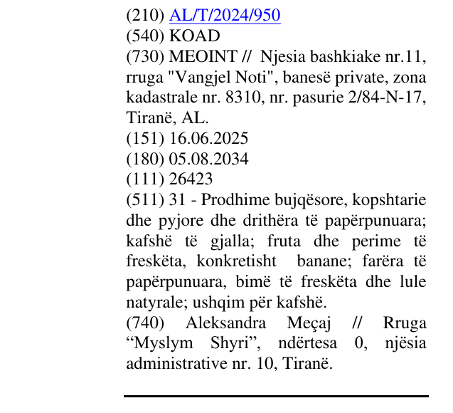 Zëri i markës KOAD në buletin