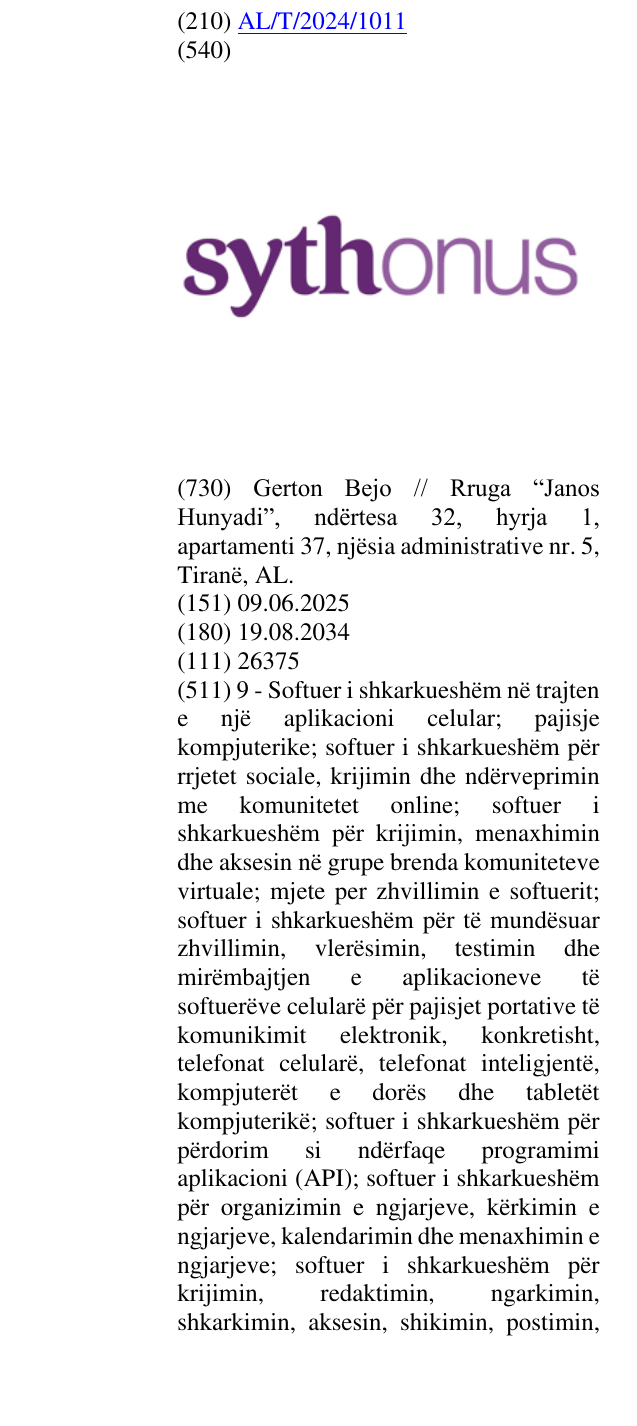 Zëri i markës Sythonus në buletin