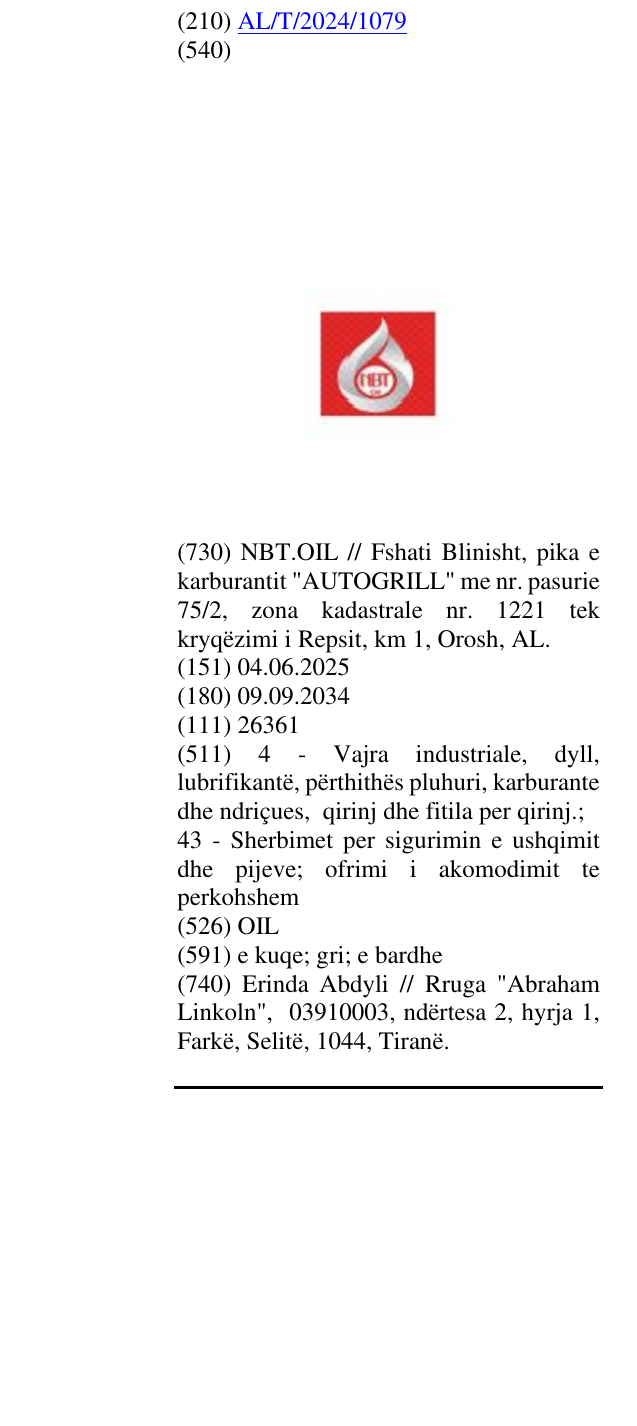 Zëri i markës OIL në buletin