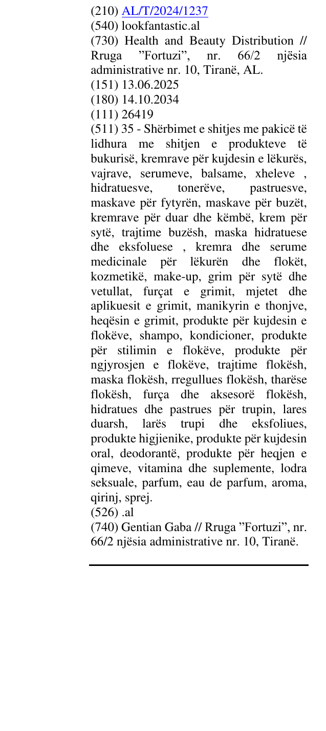 Zëri i markës lookfantastic.al në buletin