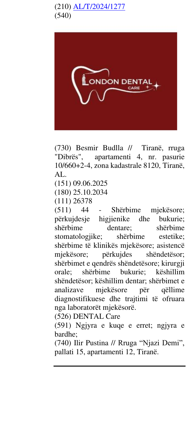 Zëri i markës DENTAL Care në buletin