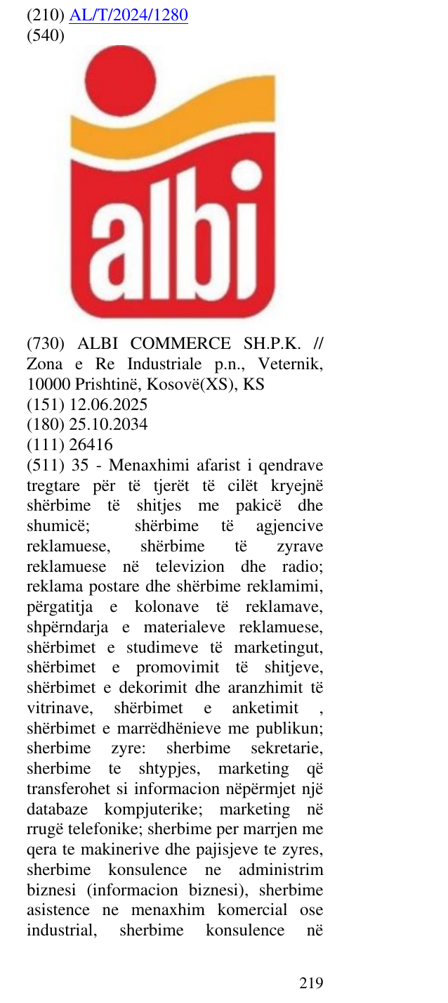 Zëri i markës ALBI në buletin