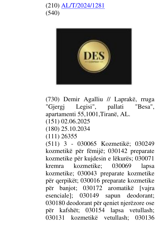 Zëri i markës COMPANY në buletin