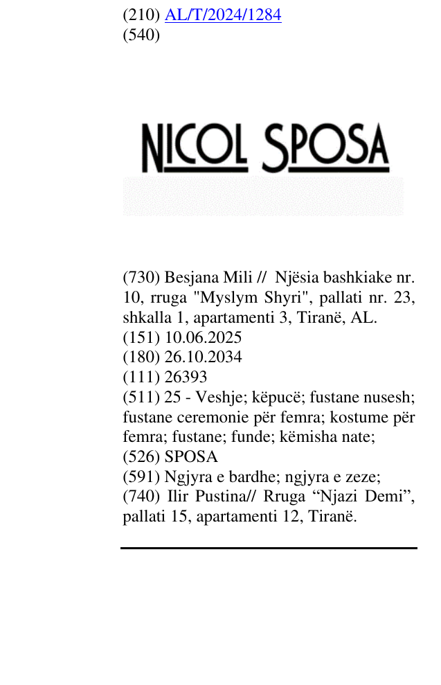 Zëri i markës SPOSA në buletin