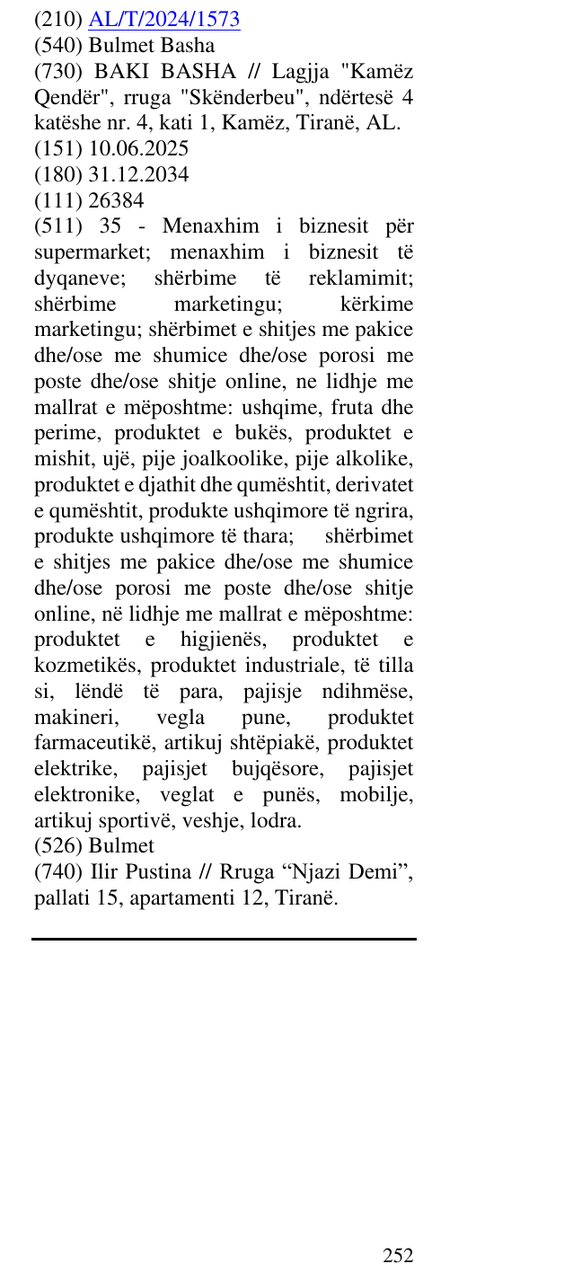 Zëri i markës Bulmet Basha në buletin