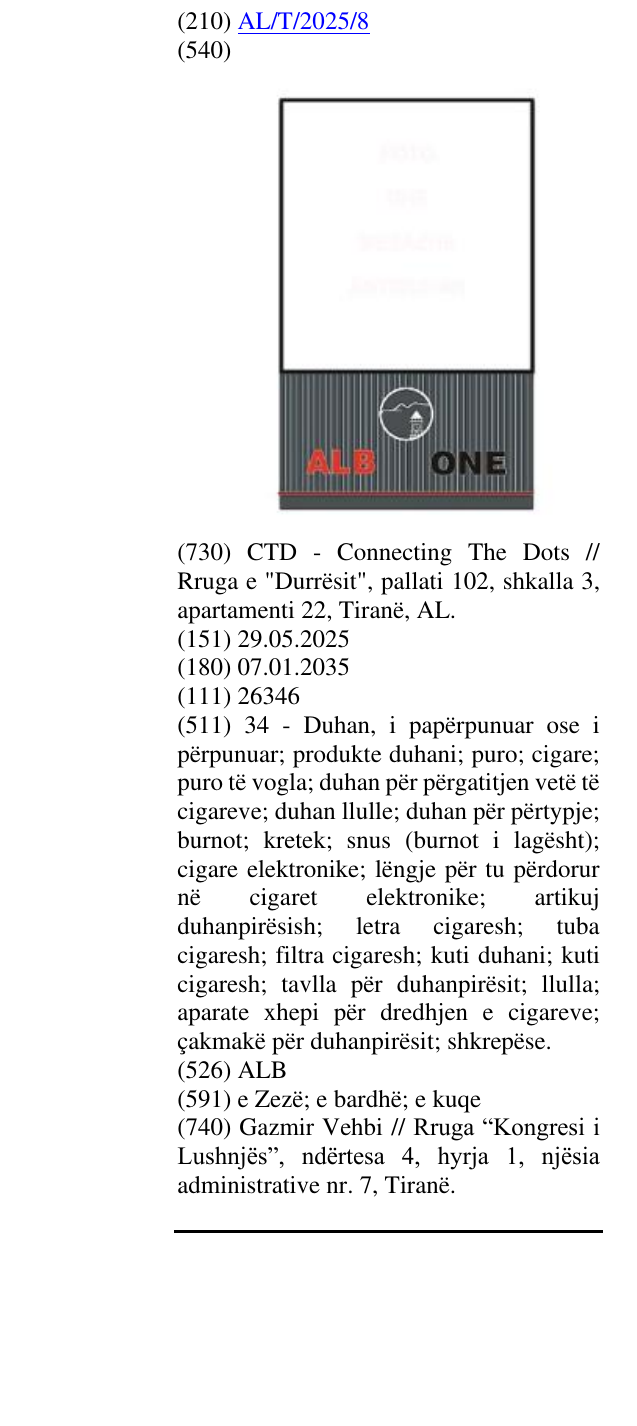 Zëri i markës ALB në buletin