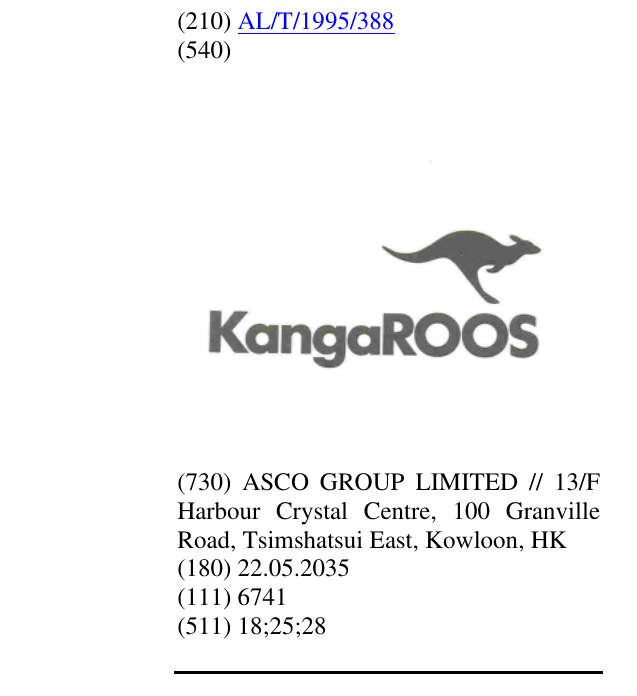 Zëri i markës KANGAROOS në buletin
