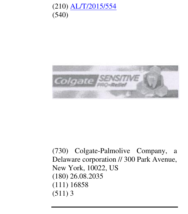 Zëri i markës COLGATE SENSITIVE PRO-RELIEF në buletin