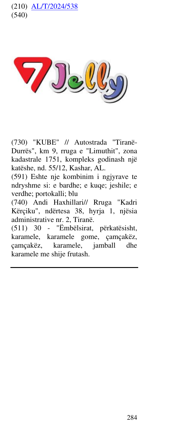 Zëri i markës 7 Jelly në buletin