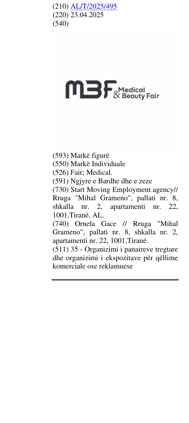 Zëri i markës Fair; Medical. në buletin