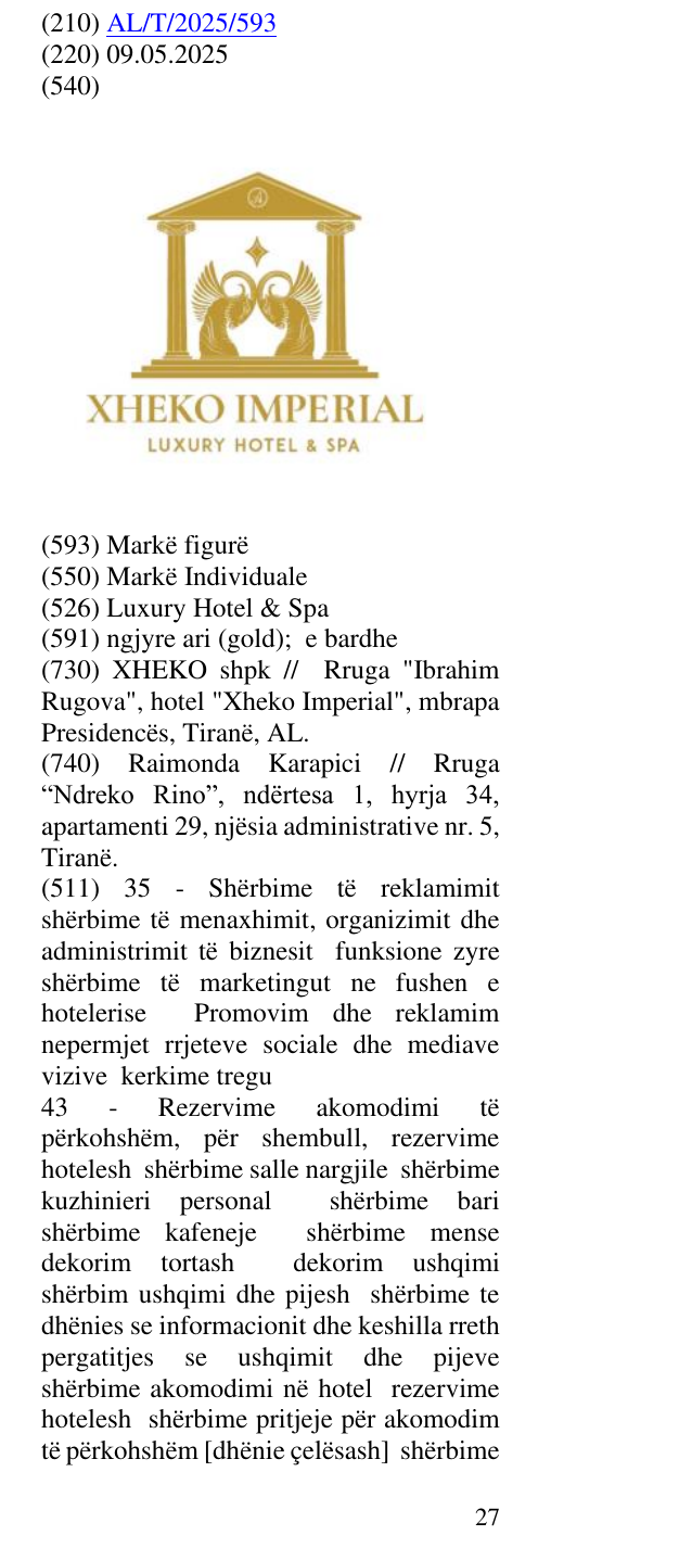 Zëri i markës Luxury Hotel & Spa në buletin