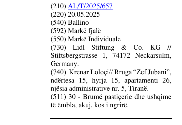 Zëri i markës Ballino në buletin