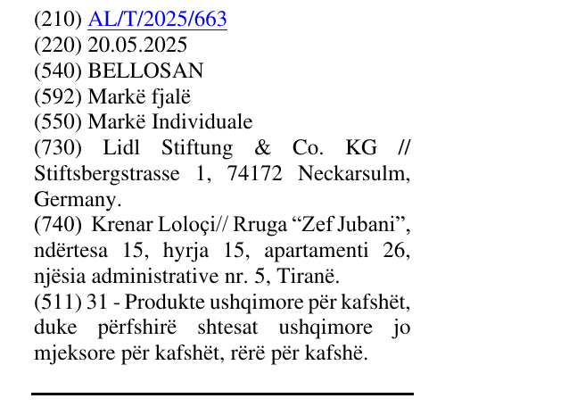 Zëri i markës BELLOSAN në buletin