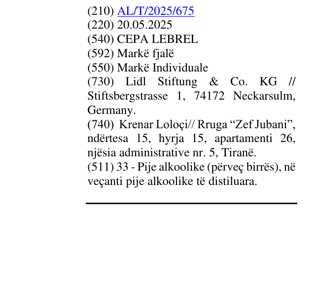 Zëri i markës CEPA LEBREL në buletin
