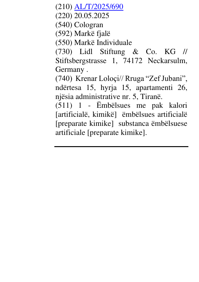 Zëri i markës Cologran në buletin