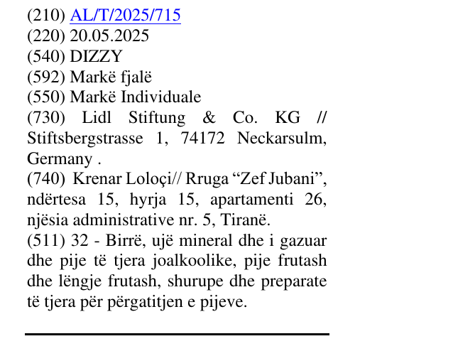 Zëri i markës DIZZY në buletin