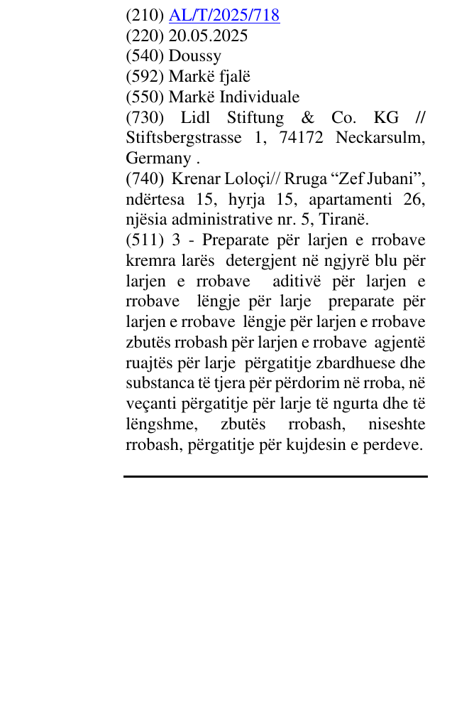 Zëri i markës Doussy në buletin