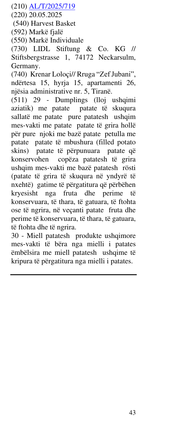 Zëri i markës Harvest Basket në buletin