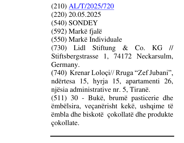 Zëri i markës SONDEY në buletin