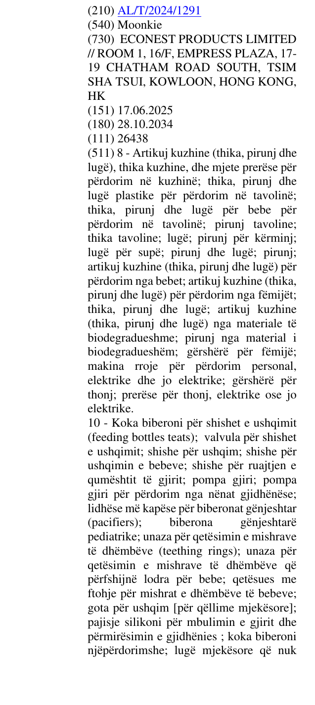 Zëri i markës Moonkie në buletin