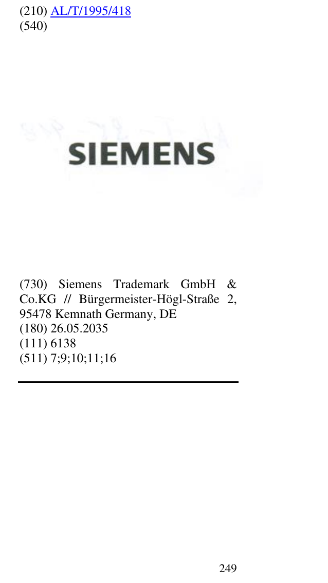 Zëri i markës SIEMENS në buletin