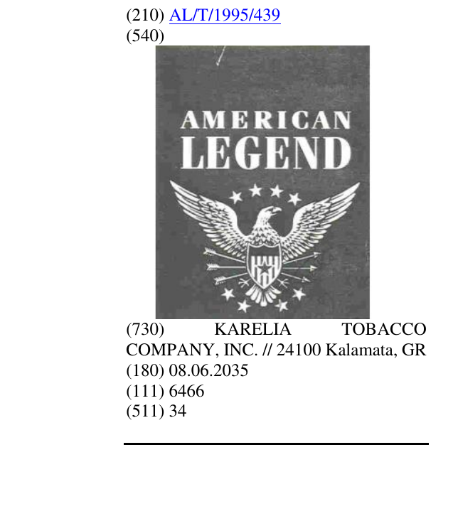 Zëri i markës AMERICAN LEGEND në buletin