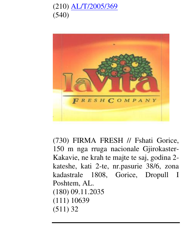 Zëri i markës LA VITA në buletin