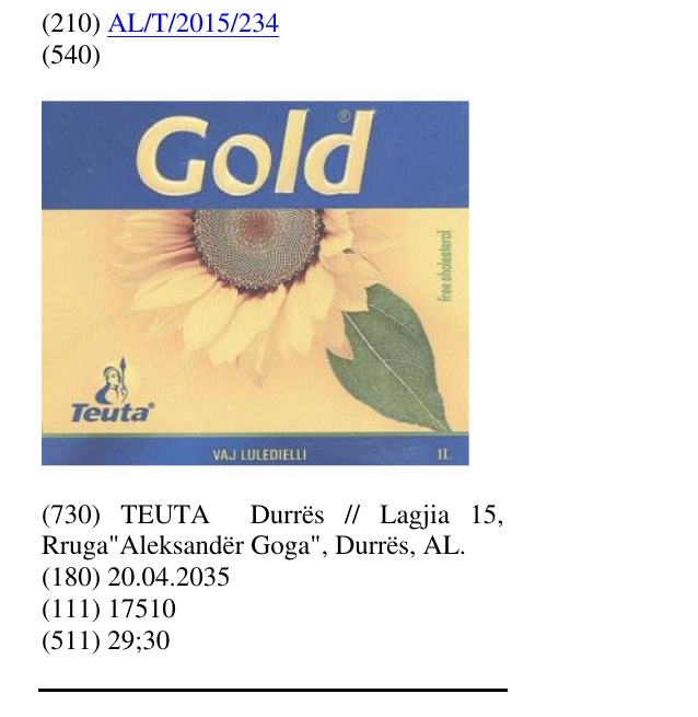 Zëri i markës GOLD në buletin
