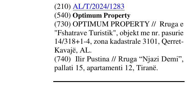 Zëri i markës Optimum Property në buletin