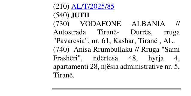 Zëri i markës JUTH në buletin