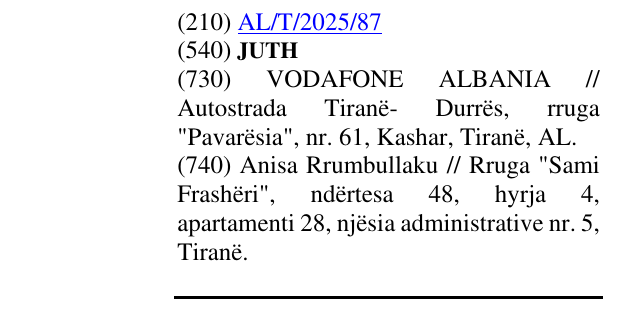 Zëri i markës JUTH në buletin