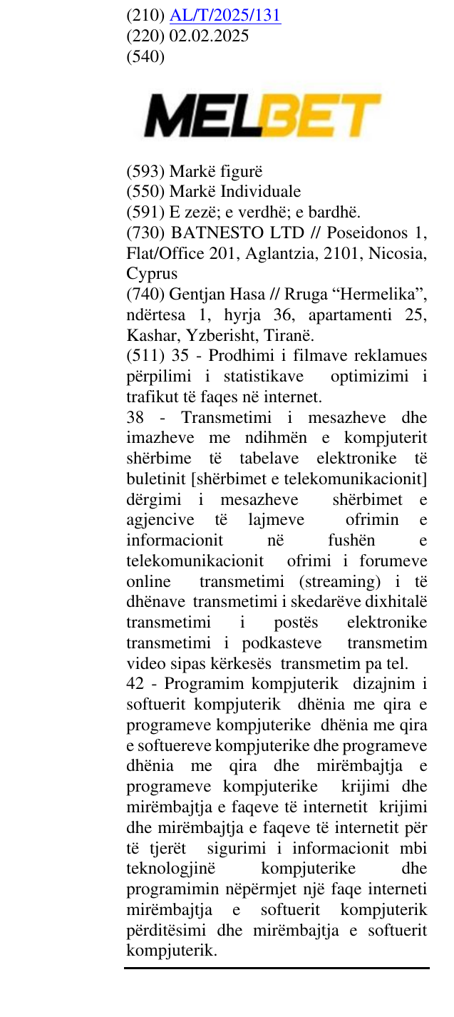 Zëri i markës MELBET në buletin