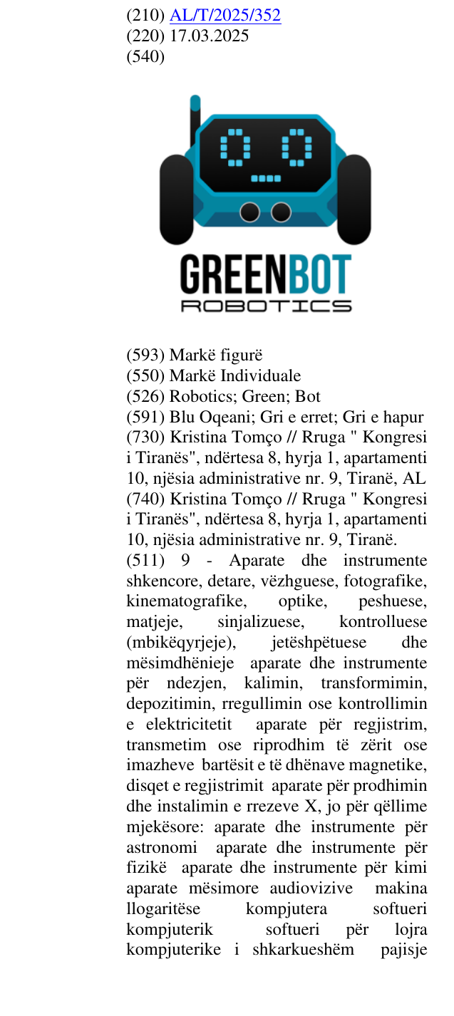 Zëri i markës Robotics; Green; Bot në buletin
