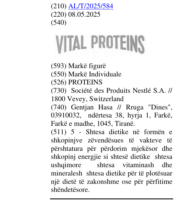 Zëri i markës PROTEINS në buletin