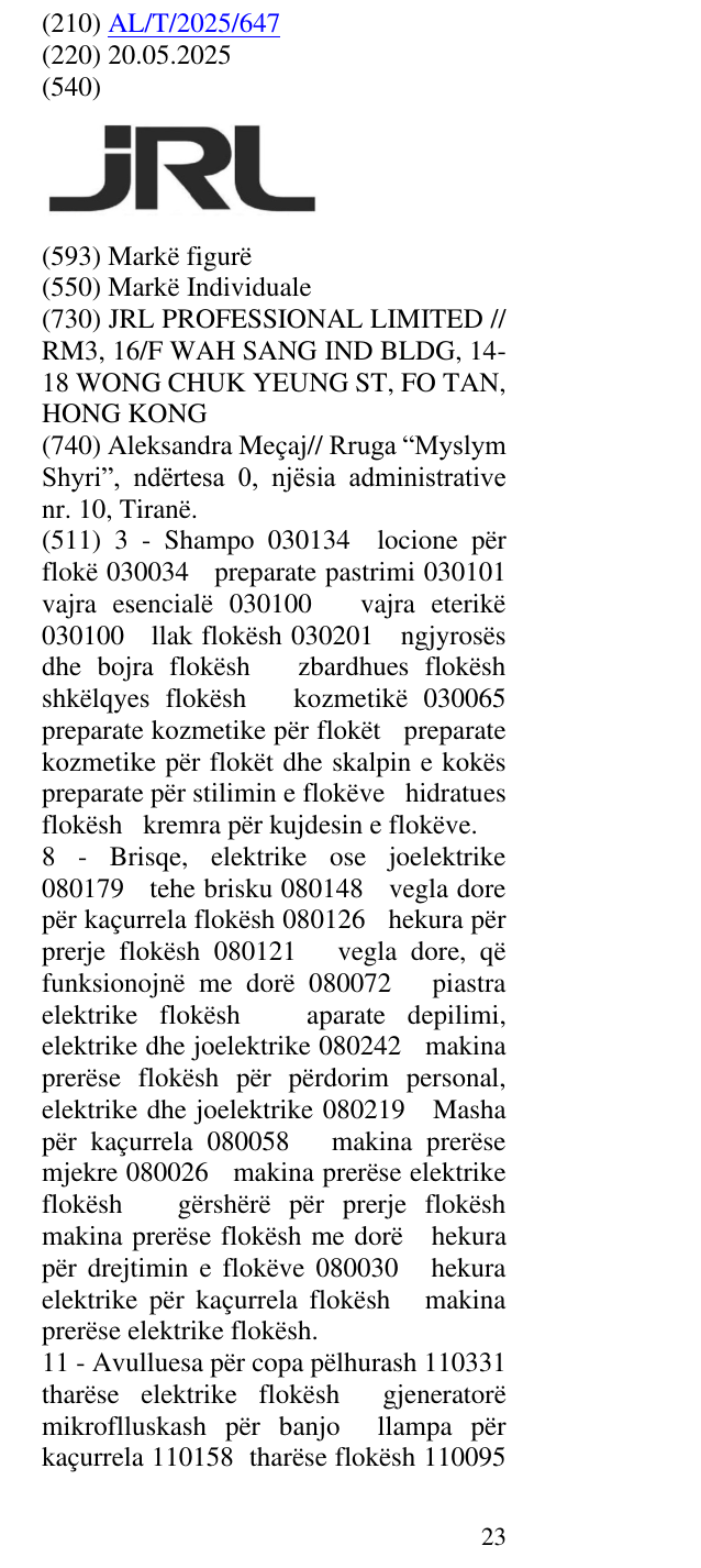 Zëri i markës jRL në buletin