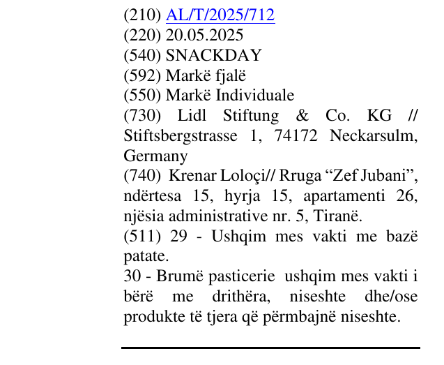 Zëri i markës SNACKDAY në buletin