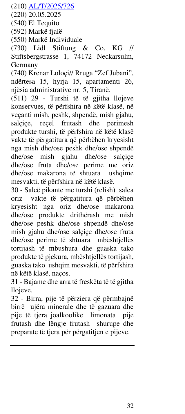 Zëri i markës El Tequito në buletin
