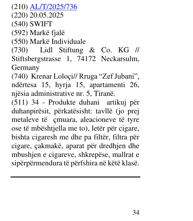 Zëri i markës SWIFT në buletin