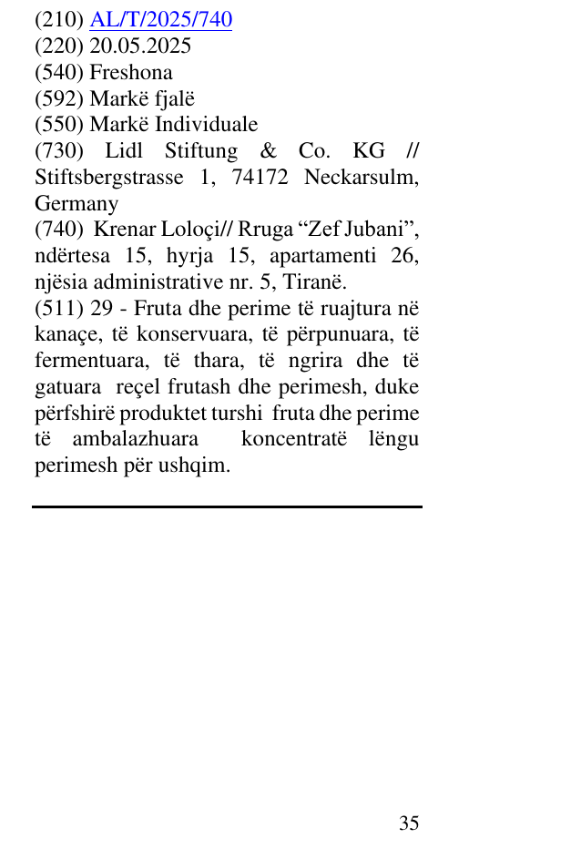 Zëri i markës Freshona në buletin