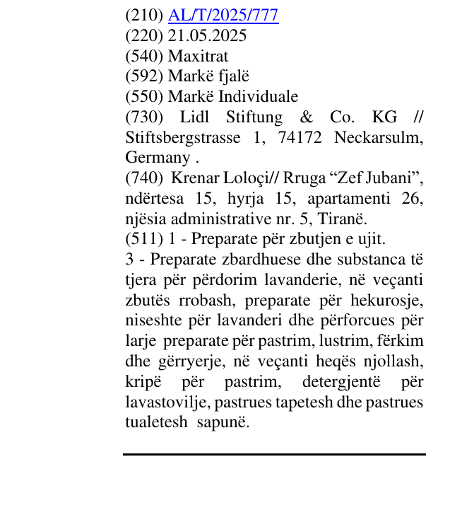 Zëri i markës Maxitrat në buletin